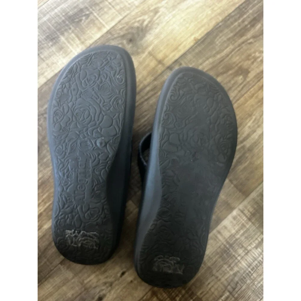 Alegria Gray And Black Synthetic Thong Slip-On  Sandals Comfort Women Size 8
